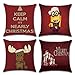 Anna Homey Decor Fundas de almohada de Navidad, fundas de almohada de invierno, 45 x 45 cm, decoración para el hogar, coche, color burdeos ecológicos, con cremallera invisible, juego de 4 (rojo)