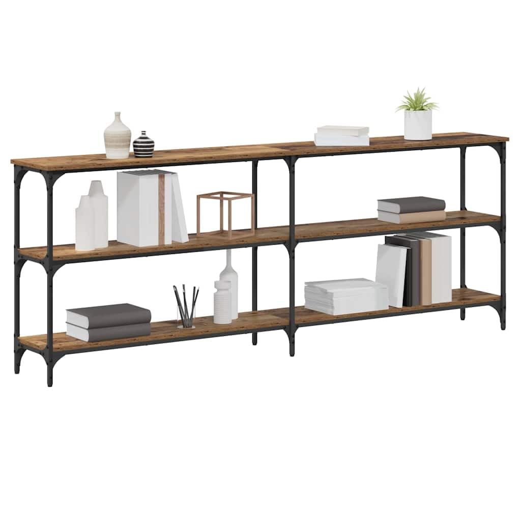 vidaXL Console Table Old Wood 200 x 29 x 75 cm, Contemporary Console Table, Rectangular Design, Ample Storage, Stylish Accent, Durable Materials, Levelers for Stability