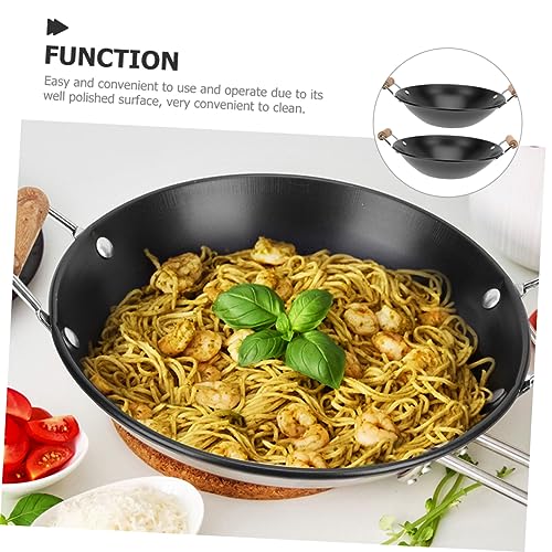Cabilock 2pcs Small Stainless Steel Hot Pot con Mangos de Madera miniatura 5