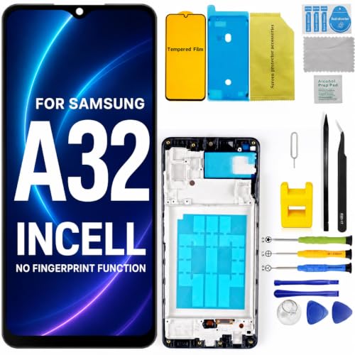 Screen Replacement for Samsung Galaxy A32 4G A325F A325F/DS A325M A325N A325U SM-A325F, 6.4 Inch LCD Display Touch Digitizer Assembly with Frame and Repair Tools, Not for A32 5G