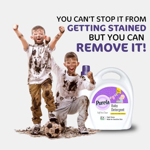 Image of Purela Baby Laundry Detergent 5L | Pediatrician-Tested, Hypoallergenic for Newborns | Stain & Odor Removal | Gentle on Sensitive Skin & Cloth Diapers