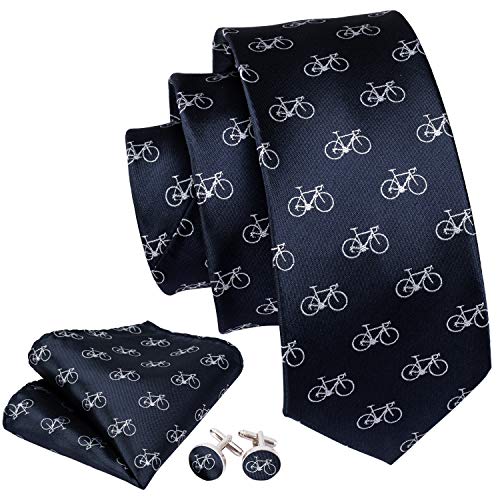 Image of Barry.Wang Fun Animal Ties for Men Designer Handkerchief Cufflink WOVEN Casual Necktie Set Festival
