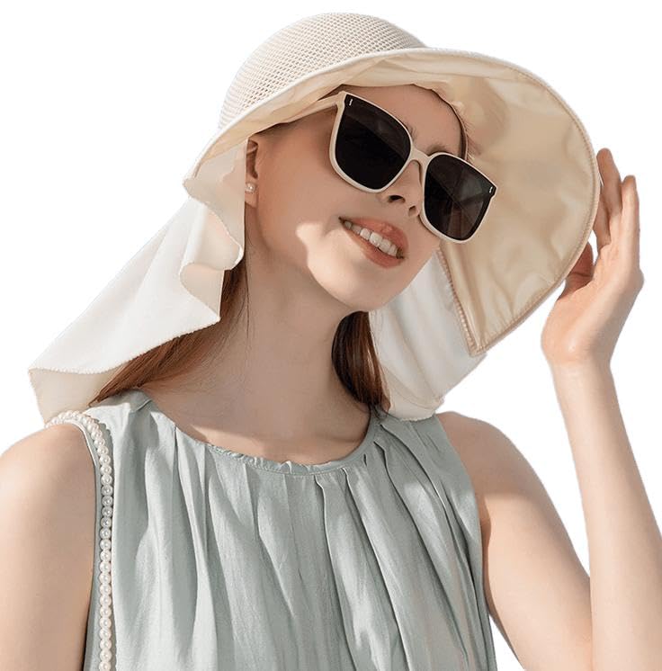 Sombrero de sol para mujer, ala ancha, plegable, beige miniatura 6