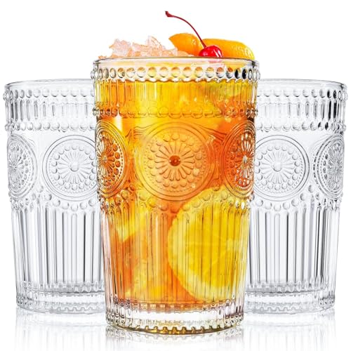 Image of Premium 300 ML Water & Juice Drinking Glasses Set of 6 Vintage Glassware Set for Juice, Cocktail, Mocktail,Whisky All Beverages Everyday Uses for Gift (6, MT-04)