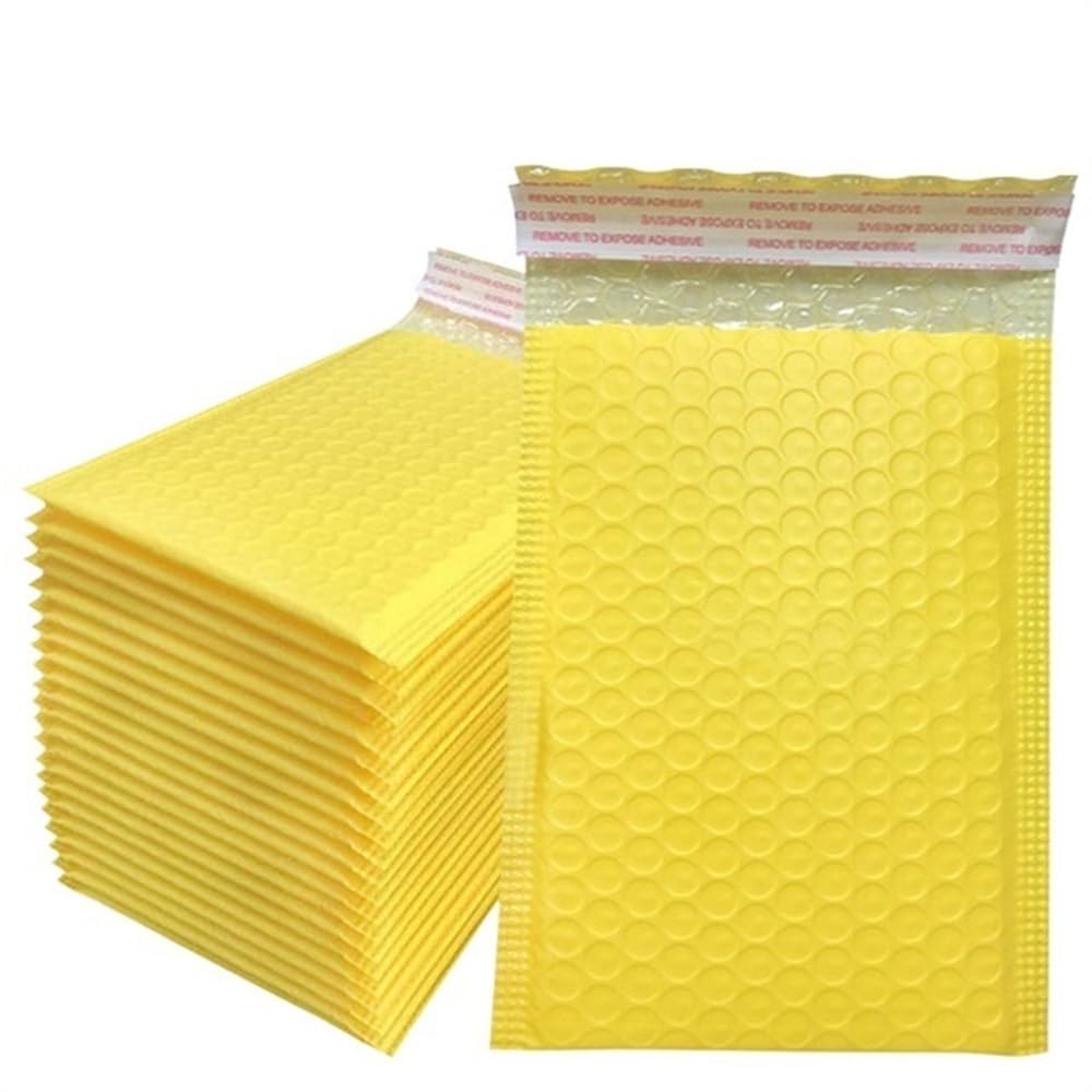 Buste Imbottite Per Spedizioni 100 pezzi di imballaggio sacchetto spedizione autosigillante nero impermeabile corriere borse bolle postali buste imbottite a d'aria borsa(Yellow 100PCS,18 * 23cm)