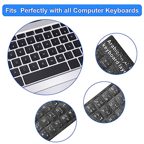 Stickers para teclado árabe uxcell negro con letras blancas miniatura 4