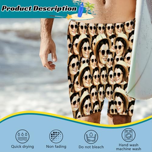 Personalized Face Photo Men's Swim Shorts - Custom Tropical Printed Swim Shorts Swimwear - Beach Shorts Gift Ideas4