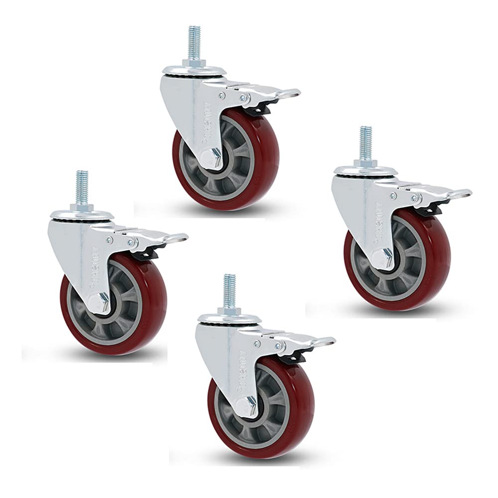 Roulettes pivotantes 3 pouces verrouillables à tige filetée pour stabiliser vos meubles