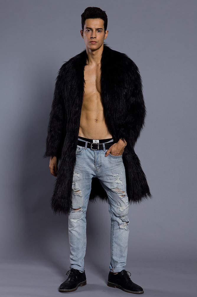 Amazon.co.jp: フェイクファーロングジャケットメンズ