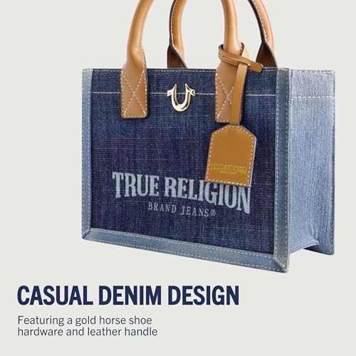 Image of True Religion Women's Tote Bag, Medium Travel Purse Handbag with Adjustable Shoulder Strap and Horseshoe Logo