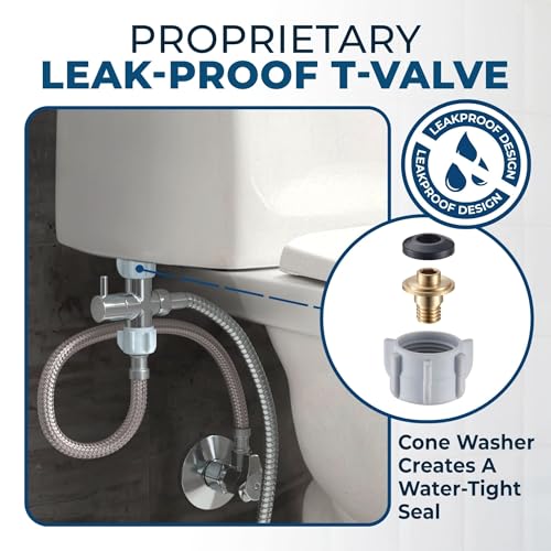 Chrome Metal Bidet Sprayer | Universal T Adapter | Perfect Toilet Paper Replacement | No Leak, DIY Installation, Built to Last with Stainless Steel and Brass - Image 7