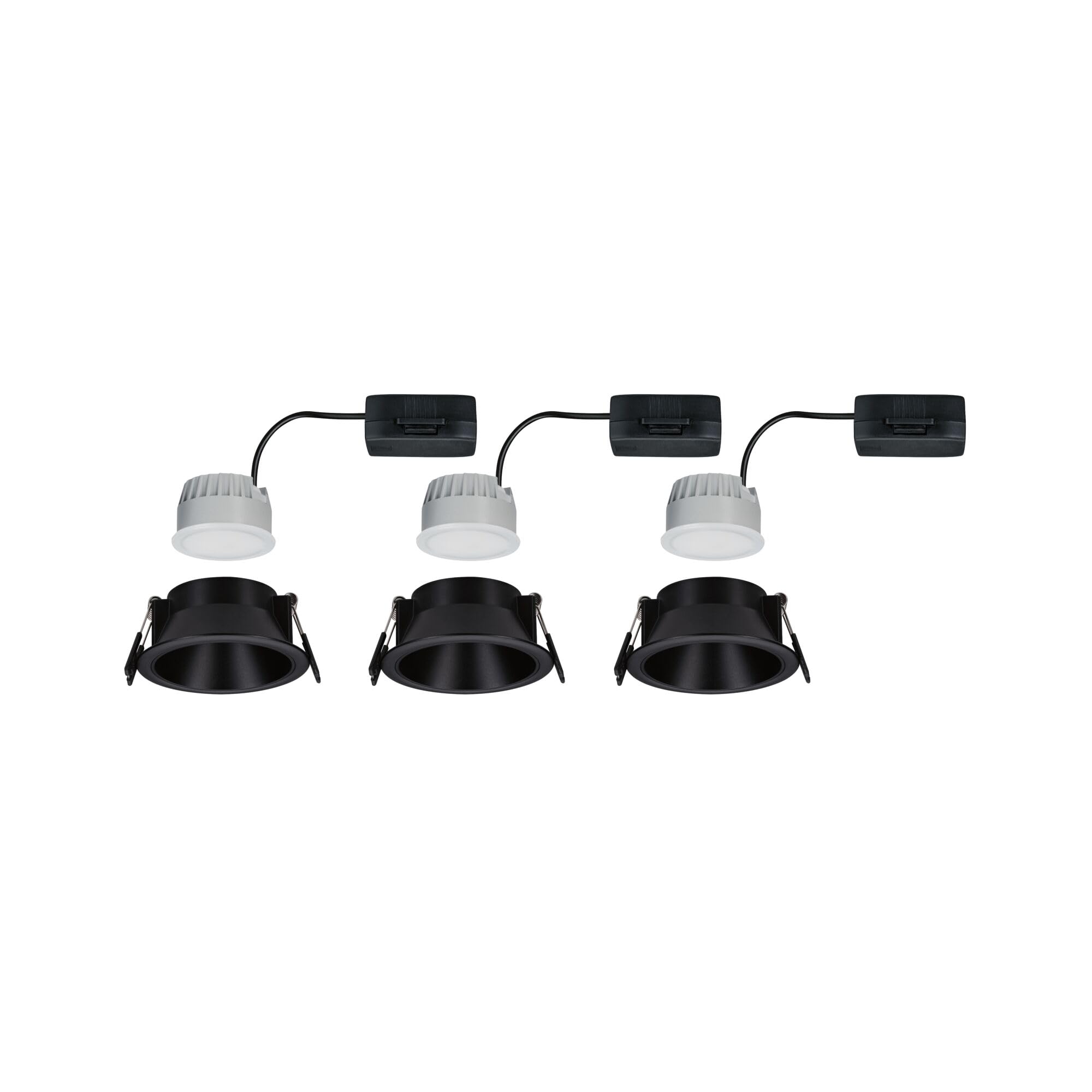 Paulmann 94869 Luminaria empotrable LED 3-Step-Dim Cole set básico juego de 3 uds. IP44 redondo 88 mm Coin 3 x 6 W 3 x 470 lm 230 V 2700 K negro