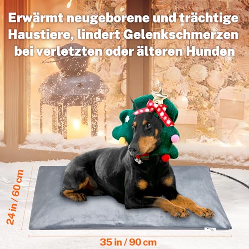 Toozey Outdoor Heizdecke Haustier mit Wasserdicht Abdeckung und Kaubeständigem Kabel, Automatische Temperaturregelung für Neugeborene, Schwanger, Alte, Gelenke Verletzt Katzen und Hunde, 90x60cm