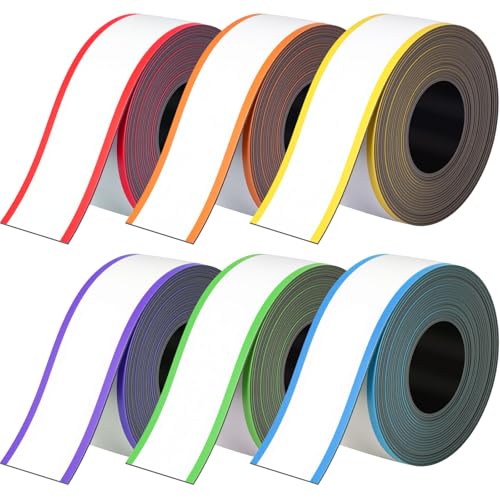 Bande magnétique effaçable à sec : lot de 6 étiquettes arc-en-ciel 2,5x3m