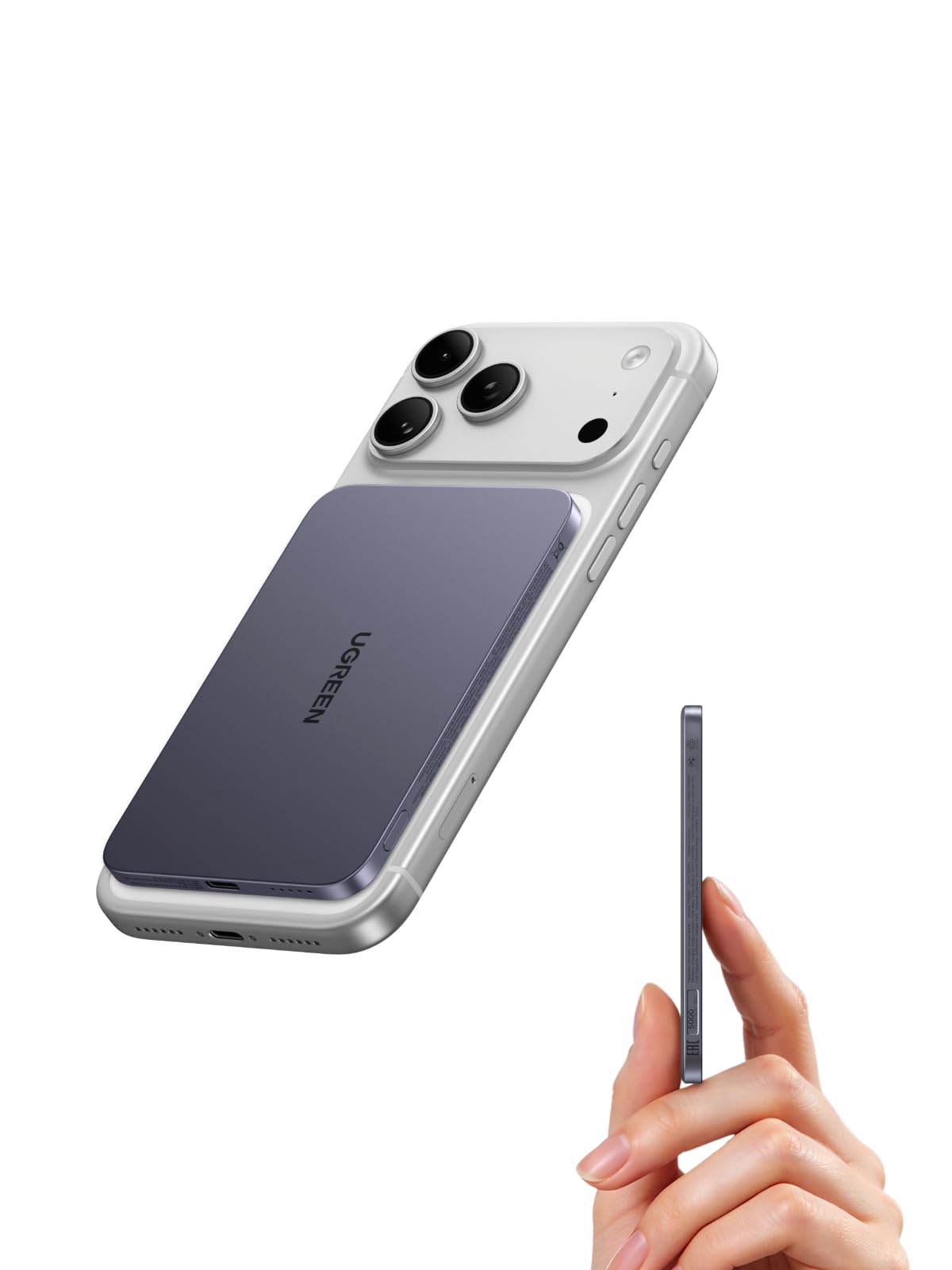 UGREEN Magflow Air Slim Magsafe Power Bank Qi2 15W Portable Charger 5000mAh