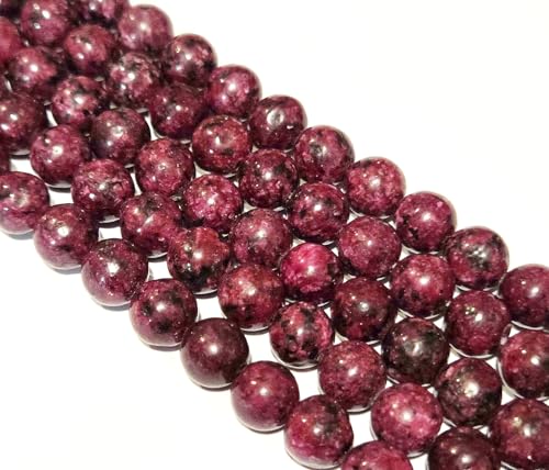 Perlin Perlas de jaspe rojo, 6 mm, piedra natural, redondas, 60 unidades, piedras preciosas, para manualidades, pulsera, cadena, fabricación de joyas, piedras semipreciosas