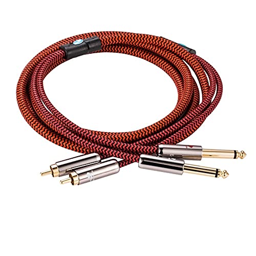 Cavo Audio HiFi Dual 6.35mm a Doppio RCA per Amplificatore con Console di miscelazione 2 * RCA a 2 * 1/4 "Cavo schermato con Jack 1m 2m 3m 5m 8m 10m 15m (Length : 12meter)