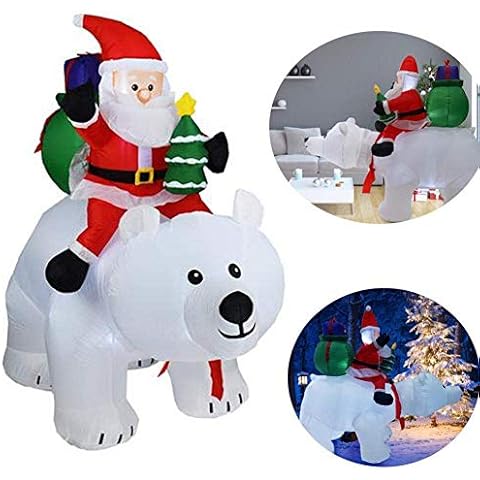 VRBFF 2.1m Christmas Inflatable doll decorations, Polar Bear Santa Claus, Inflatable Santa Claus with Shaking Head, LED Light Christmas Decoration For Indoor Outdoor light Yard Garden Cover