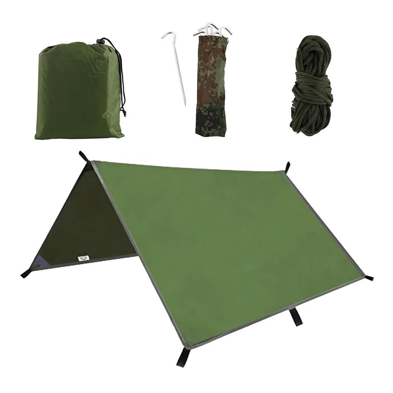 Bâche de tente de camping imperméable for pique-nique 3 x 3 mètres, auvent latéral de voiture, extérieur avec sac de transport, bâche de pluie, hamac, auvent, abri solaire Pour RandonnéE Plage Pique-N