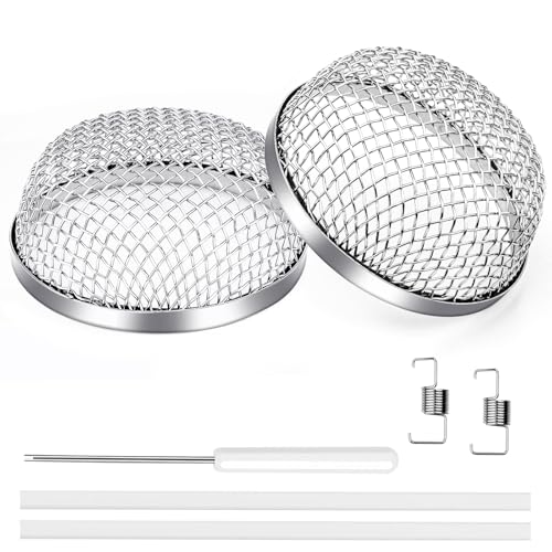 SheeChung RV Furnace Vent Screen 2 Pack Flying Insect Screen Water Heater Cover for Camper 2.8 x 1.3 Inch Stainless Steel Screen with Installation Tool & Silicone Rubber