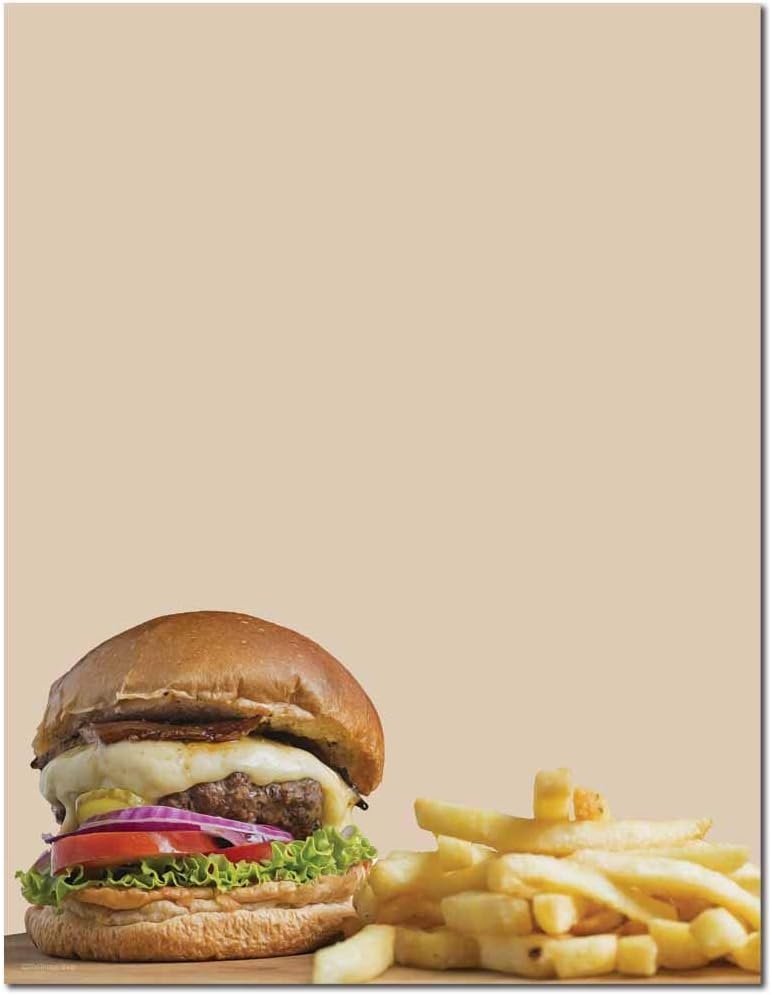 Burger & Fries Letterhead Laser & Inkjet Printer Paper (100 Pack)