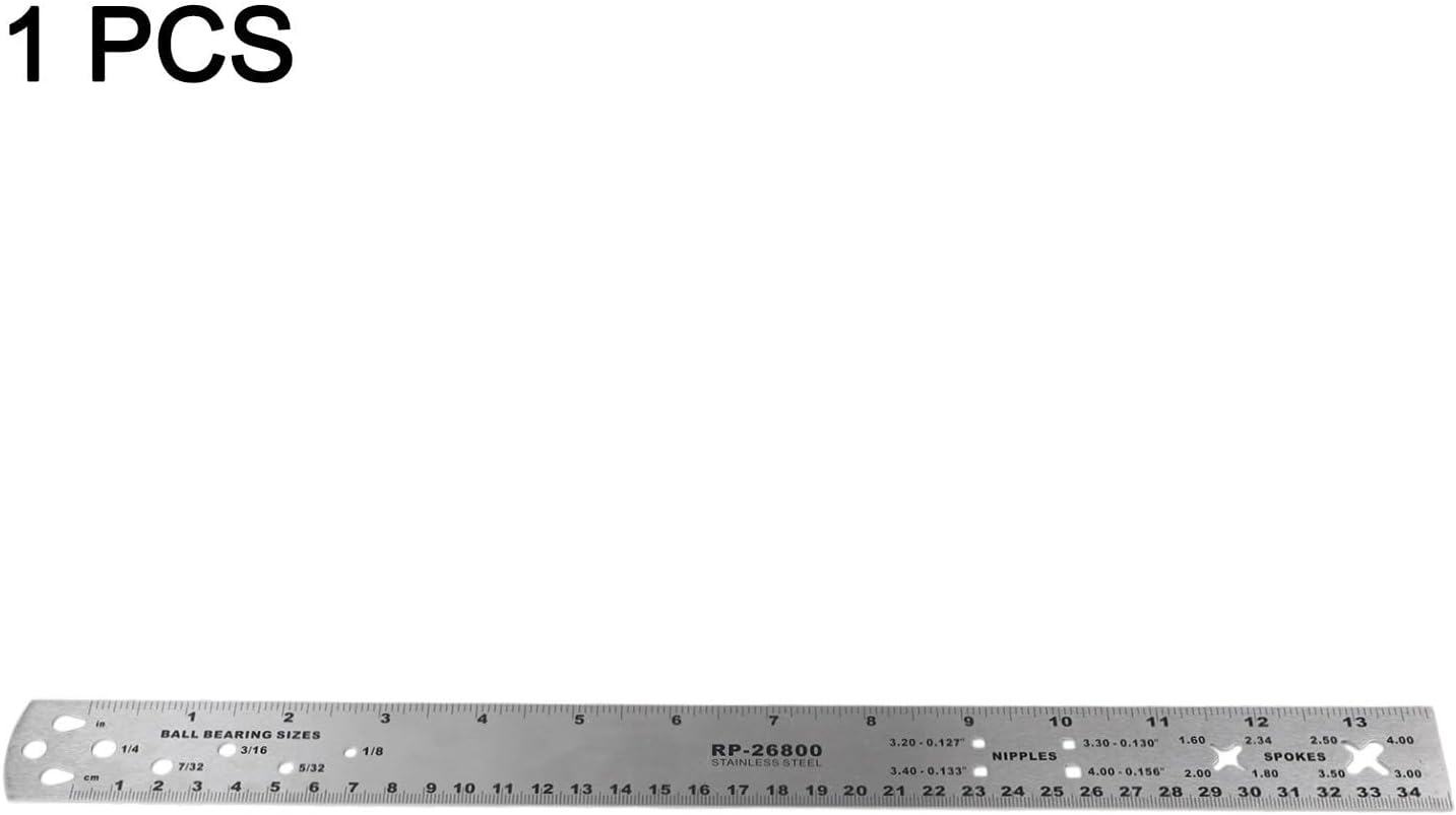 Steel Spoke Length Gauge 36cm Ruler Hub Axle Positioning, Radius Measuring Tool with Metric & Scales Wheel Building, Metalworking and Engineering Repair Projects