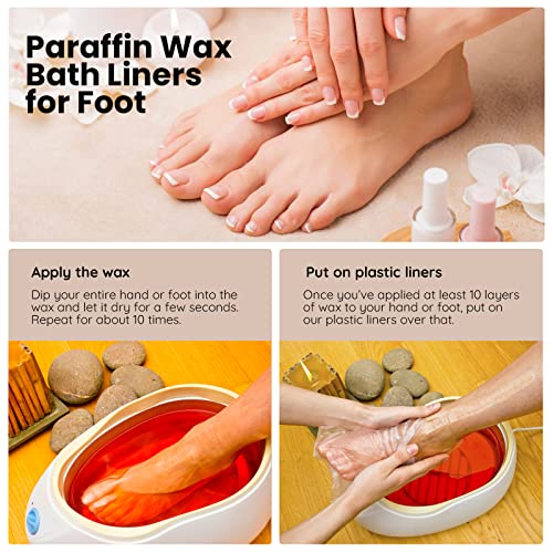 Segbeauty Paraffin Wax Liners For Foot, 200 Counts Plastic Foot Bags, Paraffin Bath Socks Liners Hot Wax Thera-Py Bath Booties Covers With 200 Snug Closure Stickers For Paraffin Wax Machine #TOP1