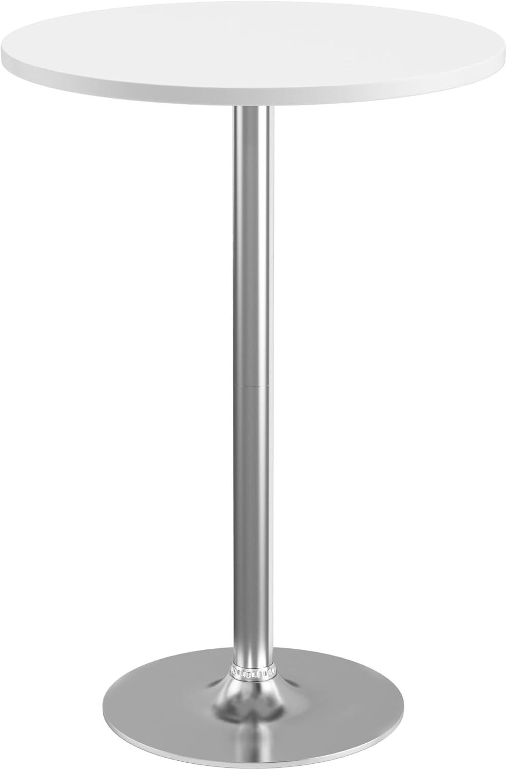 Homall Round Dining Table Bistro Pub 23.8 x 39.5 Inches Bar Table for Kitchen, Dining Room (1, White-Silver)
