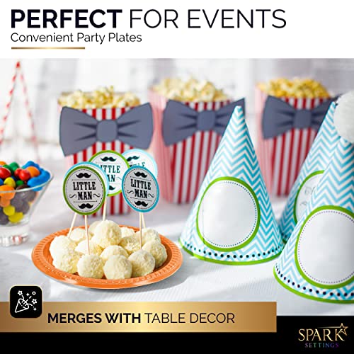 Amcrate Orange Disposable Party Plastic Dessert Plates 7" - Ideal For Weddings, Party’s, Birthdays, Dinners, Lunch’s. (Pack Of 50) #TOP4