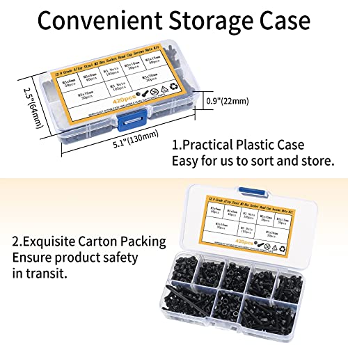 Bnnrjia 420 Pcs Metric M3 Hex Socket Head Cap Screws Bolts and Nuts - Image 4