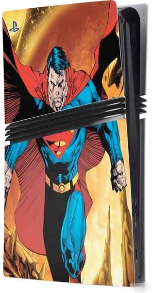 Skinit Decal Gaming Skin Compatible with PS5 Pro Console - Officially Licensed DC Comics Superman Action Pose Art by Jim Lee Design