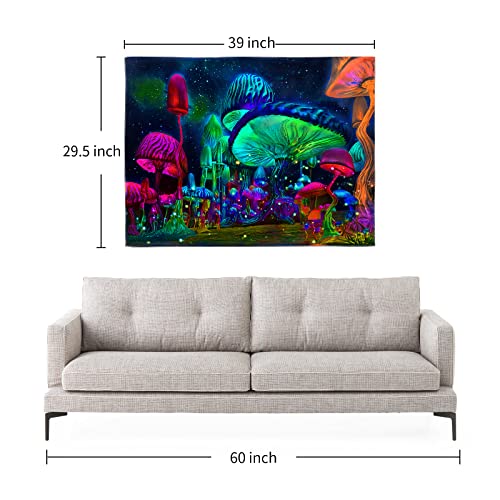 Ckcrc Mushroom Tapestry For Bedroom Trippy Tapestry Fantasy Plant Starry Night Tapestry Wall Hanging Black Light Poster For Room Home Decor (39" L X 29.5" W / 100 X 75 Cms) #TOP2