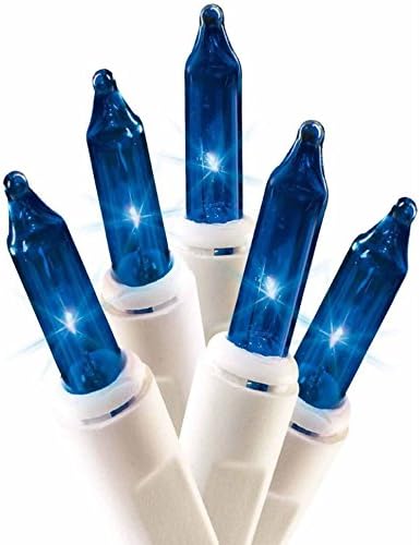 Dobar Holiday Pride Blue Christmas Lights - 100 Count Blue Lights on White Wire (22.5 Ft) - Indoor/Outdoor Use - UL Listed - Static & Flashing Modes