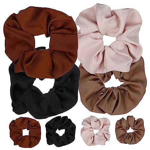 Ipetboom 8 Piezas gomas para el pelo grandes diademas para el pelo Poseedor corchete cabello scrunchies hair band gomas para el pelo de satén cintas para el pelo scrunchy lino de doble cara