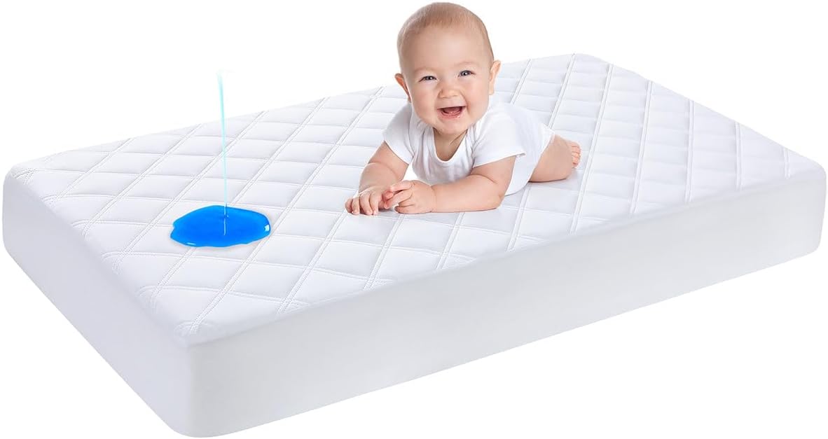 Yoofoss Waterproof Baby Mattress Protector 70 x 140 cm Adjustable Fitted Sheet Removable and Washable for Cot Bed