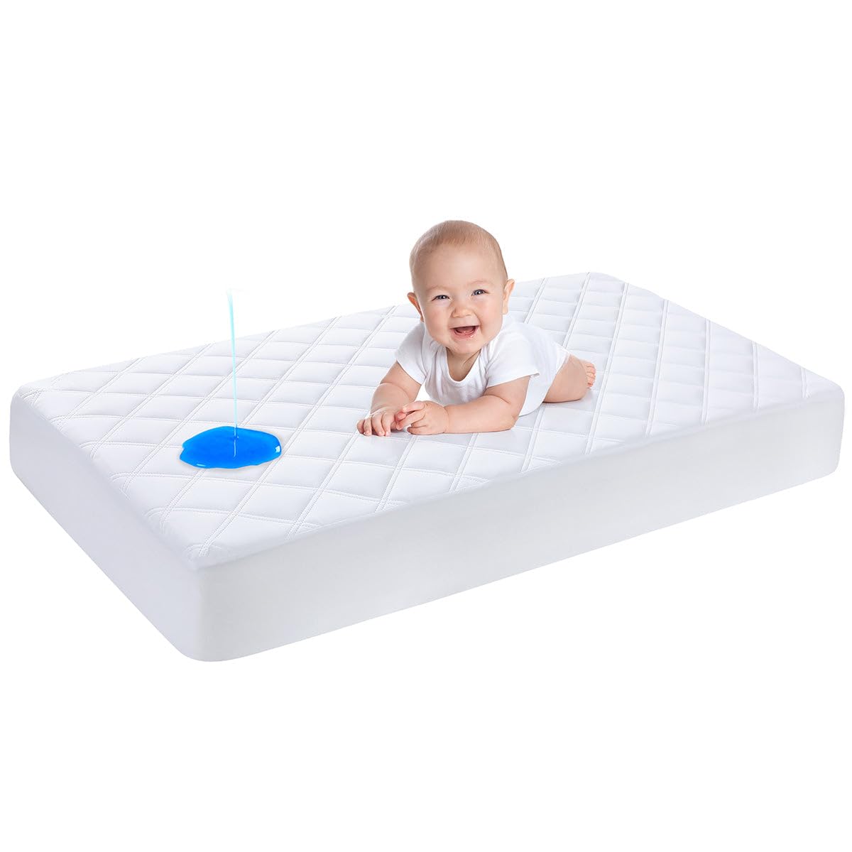 Yoofoss Waterproof Baby Mattress Protector 70 x 140 cm Adjustable Fitted Sheet Removable a...