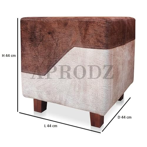 Image of APRODZ Printed Ottoman Stool Upholstered Foam Cushioned Pouffes for Living Room | Puffy Muddha Stool for Footrest & Sitting, Velvet Pouf Stool, Furniture for Home Decor, Office Set of 2(Dark Brown)