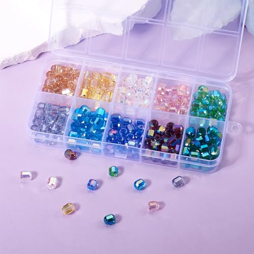 Crafans 200Pcs Faceted Column Glass Beads 10 Colors Electroplate 6mm Column Spacer Beads AB Color Glass Beads Bulk for DIY Bracelet Necklace Jewelry Making - Image 3
