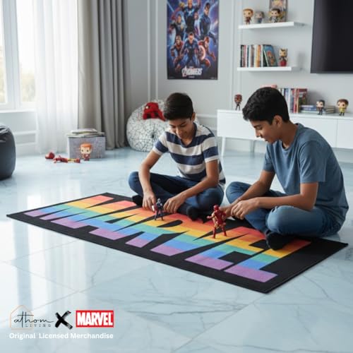 Image of Athom Living Marvel Runner Carpet 2x4.5 Ft, Soft Printed Mat with Anti-Skid Backing, Durable Washable Runner for Kids Bedroom, Play Area & Playroom Decor