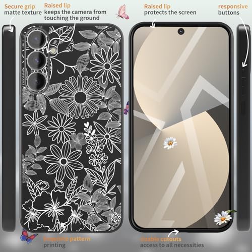 Image of for Samsung Galaxy S25 FE Case 5G 6.7 inch, [10FT Military Grade Drop Test] Flowers Planet Soft Slim TPU Protective Shockproof Phone Case Cover (Anthemy)