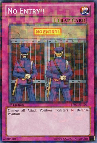 no yugioh card Amazon.com: YU-GI-OH! - No Entry!! (BP02-EN190) - Battle Pack 2: War of The  Giants - 1st Edition