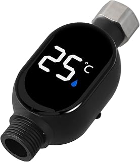 Termómetro digital de grifo con sensor de ducha con indicador LED de cambio de color, medidor de grifo de acero inoxidable, seguridad real del agua para baño de bebé, probador de agua, negro