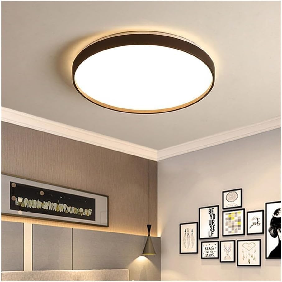 Nordic Minimalism Ceiling Light Fixtures, LED Stepless Dimming Round Flush Mount Ceiling Lamps, Acrylic Lamp Shade Ceiling Lighting Fixtures, for Kitchen, Bedroom & Living Room(Brown,45CM)