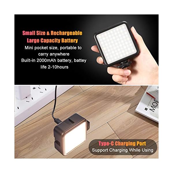 Led Videoleuchte RGB, Mini RGB Video Kamera Licht Volle Farbe Fotolicht mit Dimmbar 2500K-9000K Magnetisches Vlog… – Bild 6