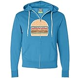 Glitter Sparkle Burger Zip-Up Hoodie - Turquoise Small