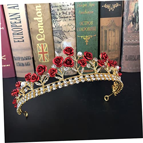Beavorty 1 Conjunto Coroa De Rosas Crianças Tiara Traje Colar Brincos De Dama De Honra Colar De Corr