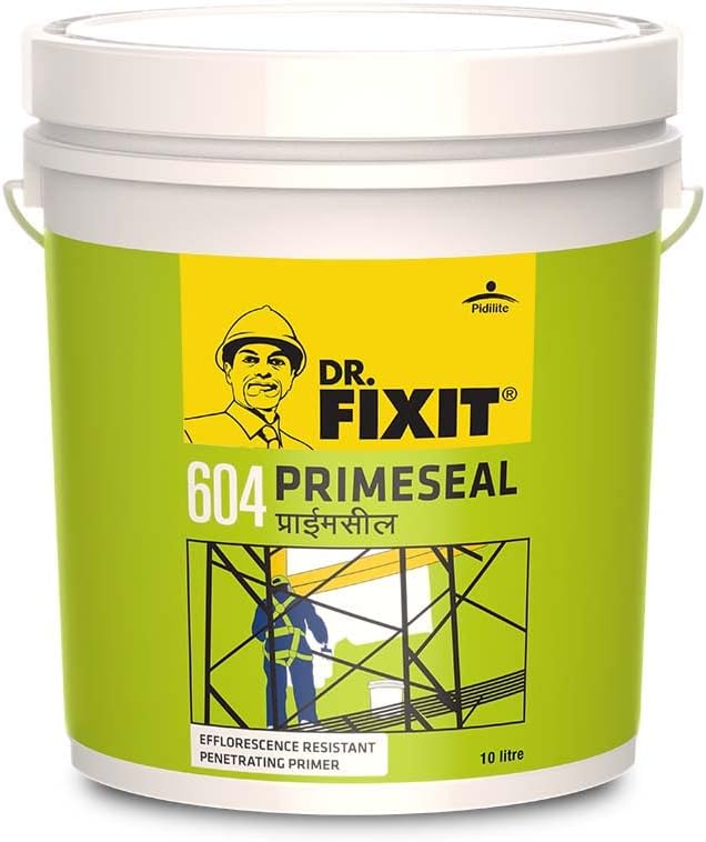 Dr. Fixit 604 Primeseal External Wall Waterproofing Coat, White Matte Finish 4 litre, Primer for external surfaces, Wall coating for external surfaces