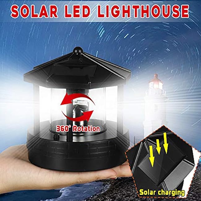 Solar Lighthouse LED Lighthouse Rotating LED Light Garden Decor