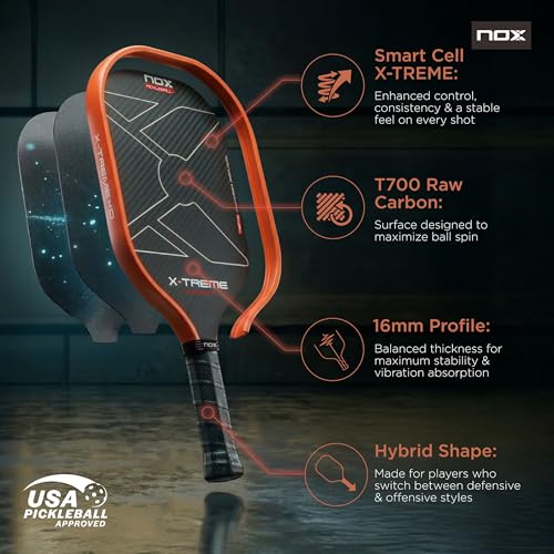 Raquette pickleball NOX X-Treme Nexo 16MM : un contrôle maximal