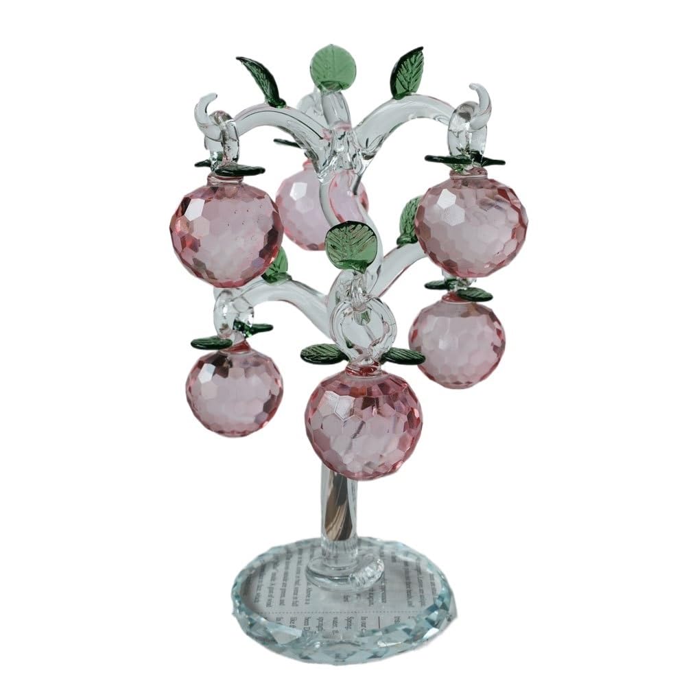 Huffa 30-6Hangingappletree-Pink Crystal Fortune Tree Pineapple Ornament For Home Decor